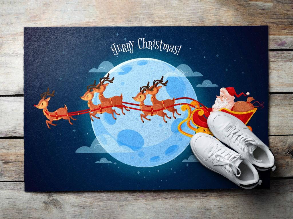 Fußmatte Aussen - Schuhmatte Haustür- Schmutzfangmatte Türvorleger - Outdoor Teppich Schmutzfänger - 90x60 cm - Santa Claus Team