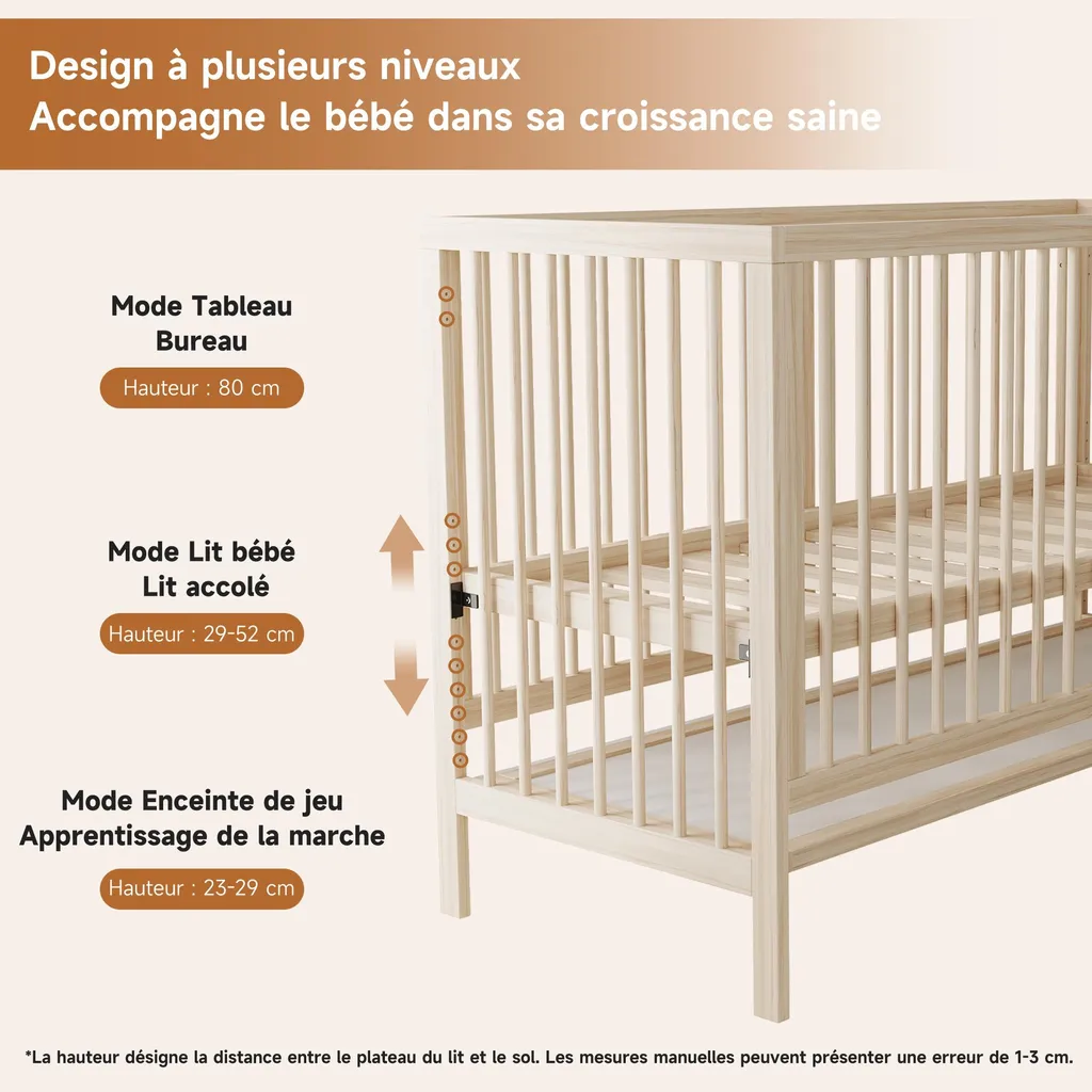 Lit d'appoint enfant 60x140 idéal pour transition berceau vers lit - 8