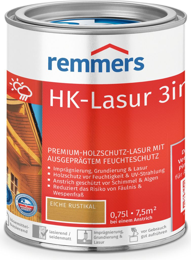 Remmers HK-Lasur 3in1 eiche rustikal (RC-360) 0,75 l, Produktbild 