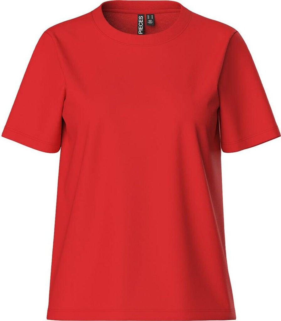 Pieces Ria Kurzarm-t-shirt Rot S Frau Rot S