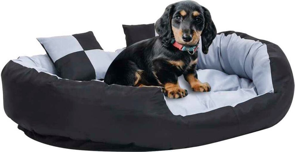 Möbel Hundekissen Wendbar und Waschbar Grau und Schwarz 110x80x23 cm - Hundebetten 171209
