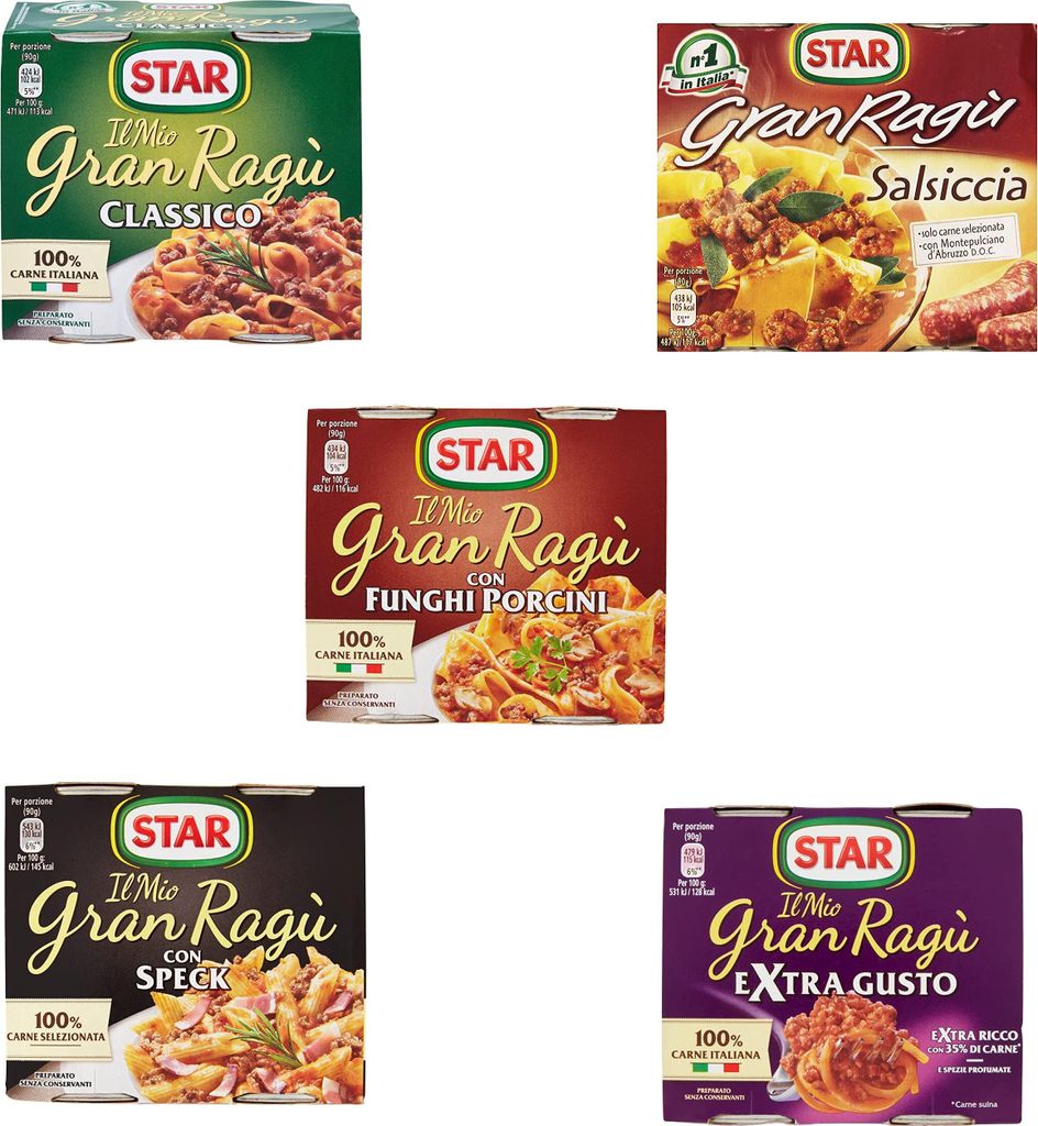 Testpaket Star ragù sughi pronti Fertige Saucen 5x(2x180g) Produktbild 