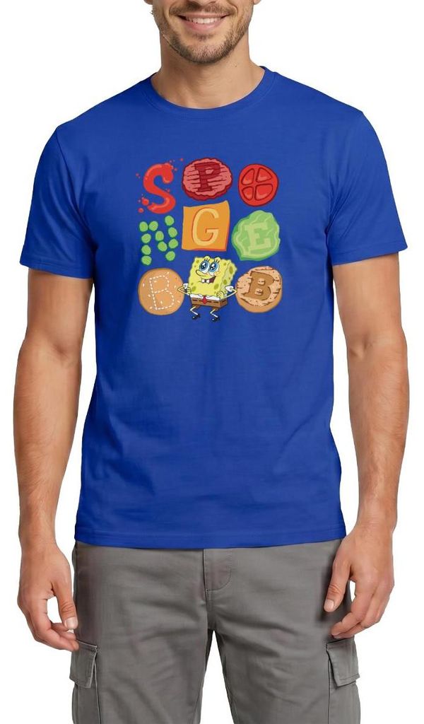Spreadshirt Spongebob Schwammkopf Burger Zutaten Design Männer T-Shirt, 3XL, Dunkelblau