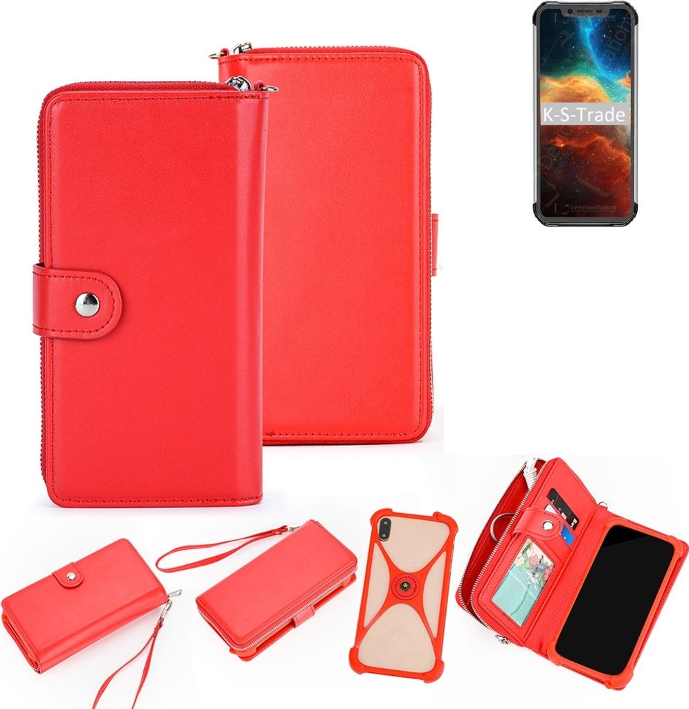 K-S-Trade 2in1 Schutzhülle Portemonnee Handyhülle mit Bumper kompatibel mit Blackview BV9600 Hülle Case Etui Geldbörse Smartphone rot (1x)