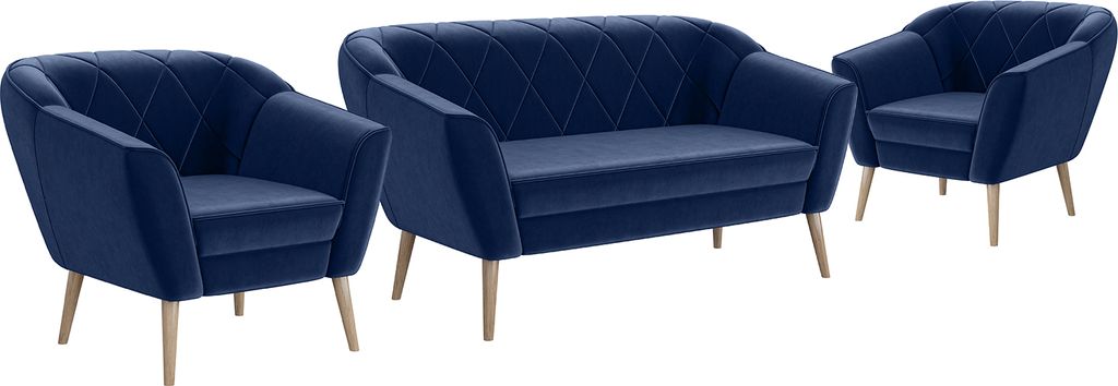 MEBLINI Mini Sofa Set 2-1-1 für Wohnzimmer - Mini Lounge für vier Personen - Küchensofa - Sofa Klein - Sitzgarnitur - Polstergarnitur - Sofagarn...