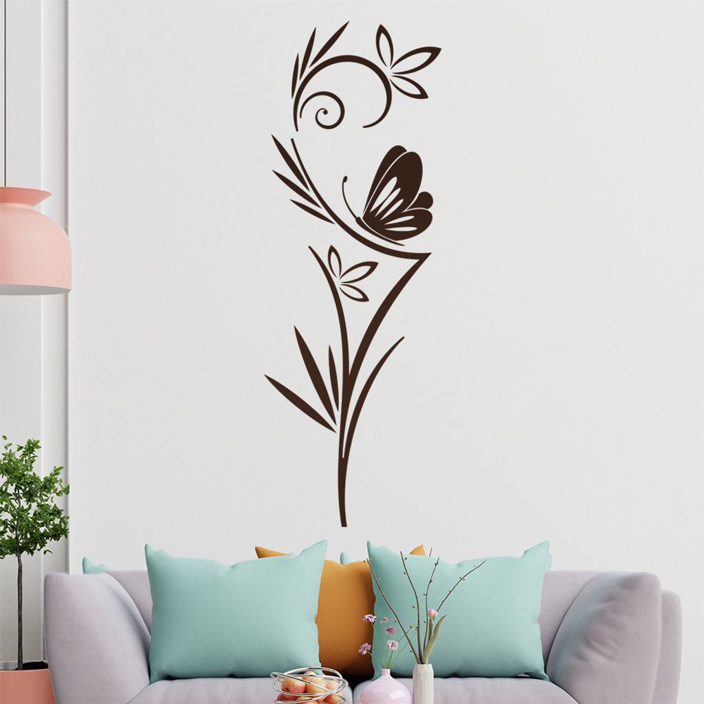 Schmetterling - Ornamente - Baum Wandtattoo in 6 Größen - Wandaufkleber Wall Sticker - Dekoration, Küche, Wohnzimmer, Schlafzimmer, Badezimmer