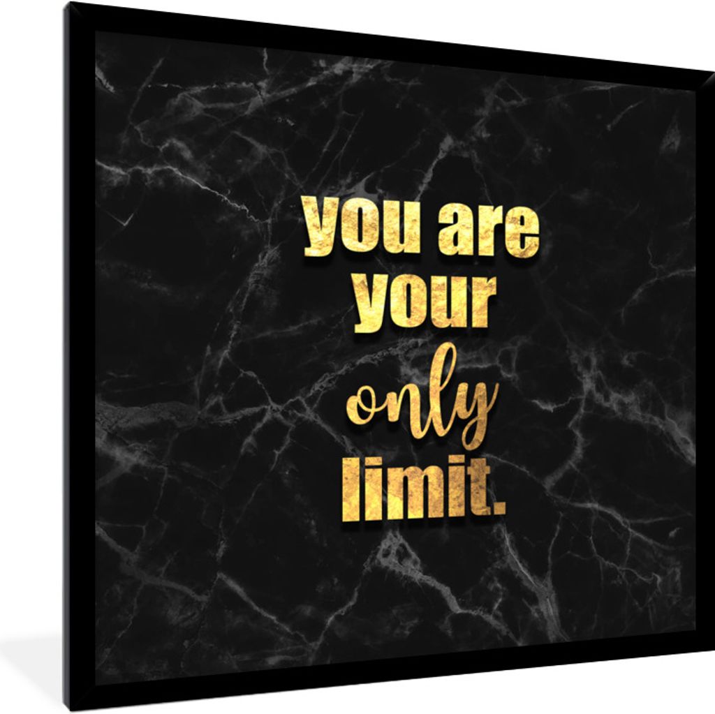 MuchoWow Gerahmtes Poster Zitate - Motivation - Gold - Schwarz 40x40 cm - Poster mit Schwarzem Bilderrahmen Wandposter Rahmen Foto Bilder - Mit R...