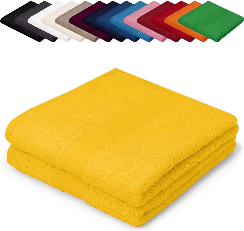 DOPPELPACK Gästetücher 30x50 cm Gästehandtücher Kinderhandtücher Babyhandtücher 100% Baumwolle, Farbe: Gelb