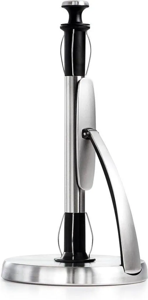 Support essuie-tout vertical en métal chromé avec socle antidérapant