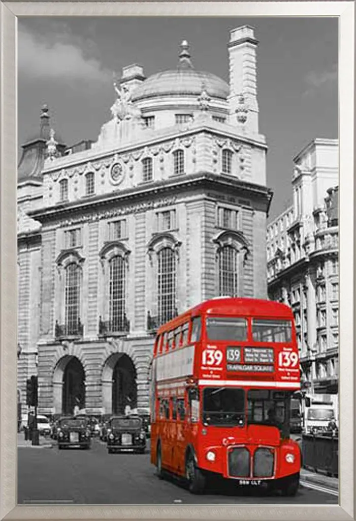 Poster London Red Bus Cornice Argento Shinsuke Maxi 61x91,5 Acrilico
