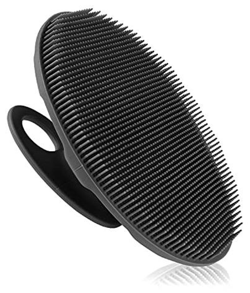 Weicher Körperschrubber aus Silikon, Handreinigungsbürste für die Dusche, sanftes Peeling und Massage für alle Hauttypen (schwarz)