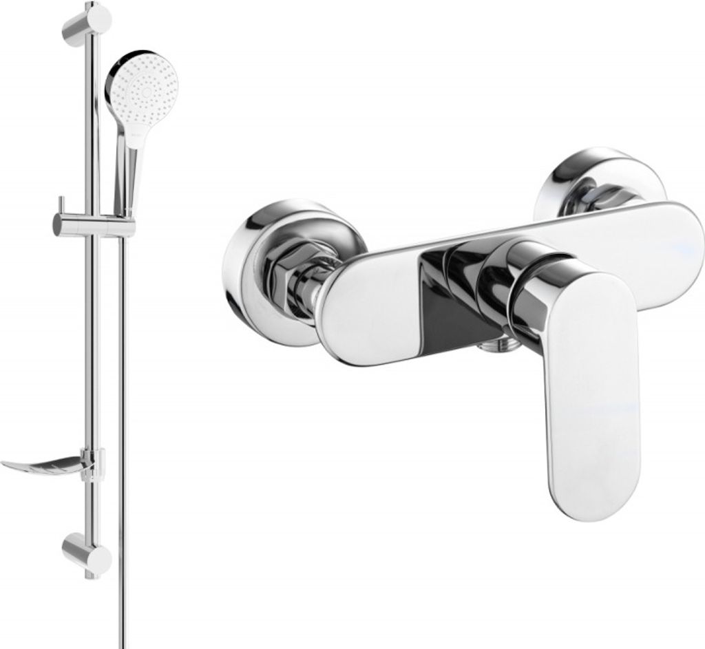 Mexen Milo DF05 Mischbatterie für Dusche mit Brausegarnitur, Chrom - 7134R05-00