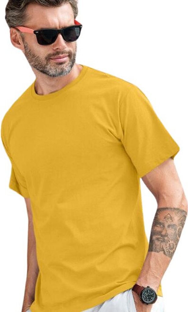 Uni-T-Shirt aus Baumwolle, mittelschwer, 100% Baumwolle, unbedruckt, einfarbig, 180g/m2, Farbe gelb, Größe XL