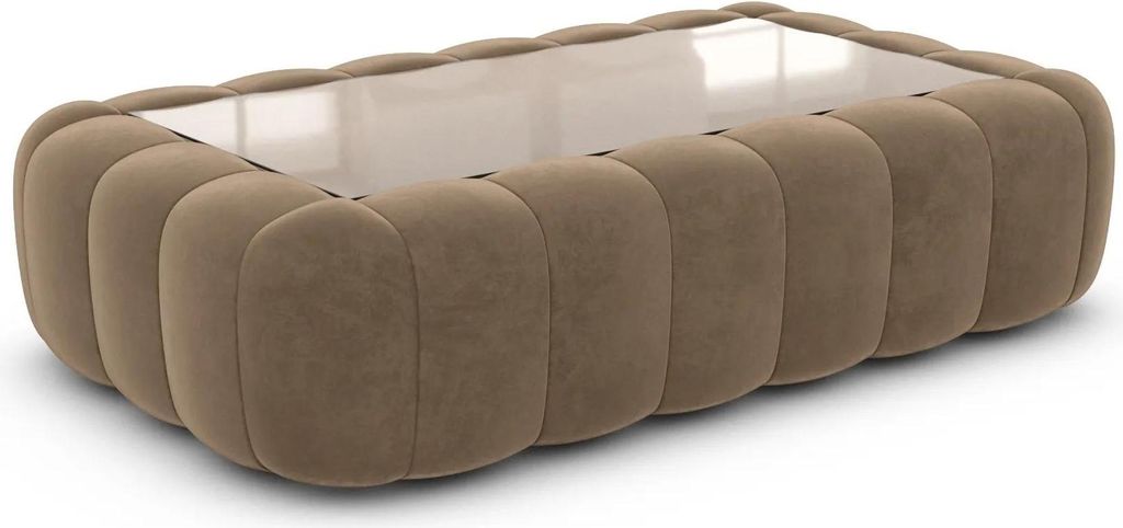 Samtstoff Couchtisch Rectangle Valora Braun