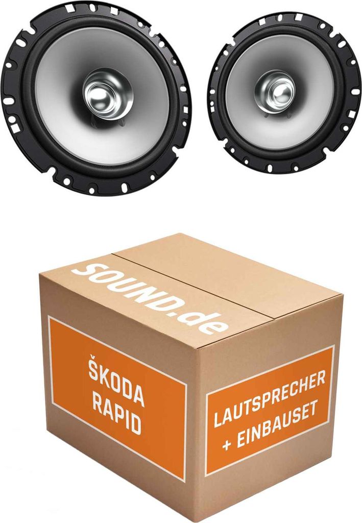 Lautsprecher Boxen Einbaupaket Heck Kenwood KFC-S1756 passend für Skoda Rapid | 2x Tief-Mitteltöner mit integriertem Hochtöner 300W MAX