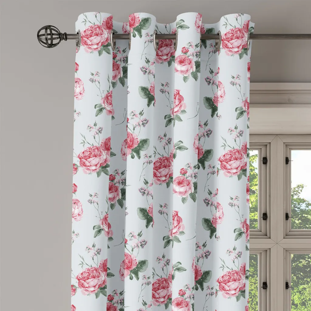 Rideaux décoratifs à 2 panneaux Vert Réséda 280x245 cm Style Anglais