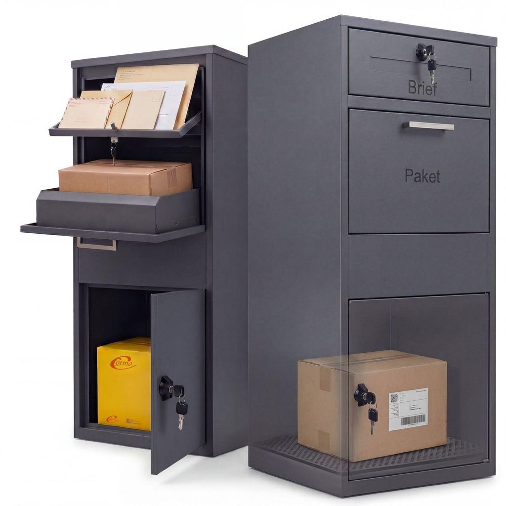 Coemo Briefkasten mit Paketfach aus Metall, verschließbar Produktbild 
