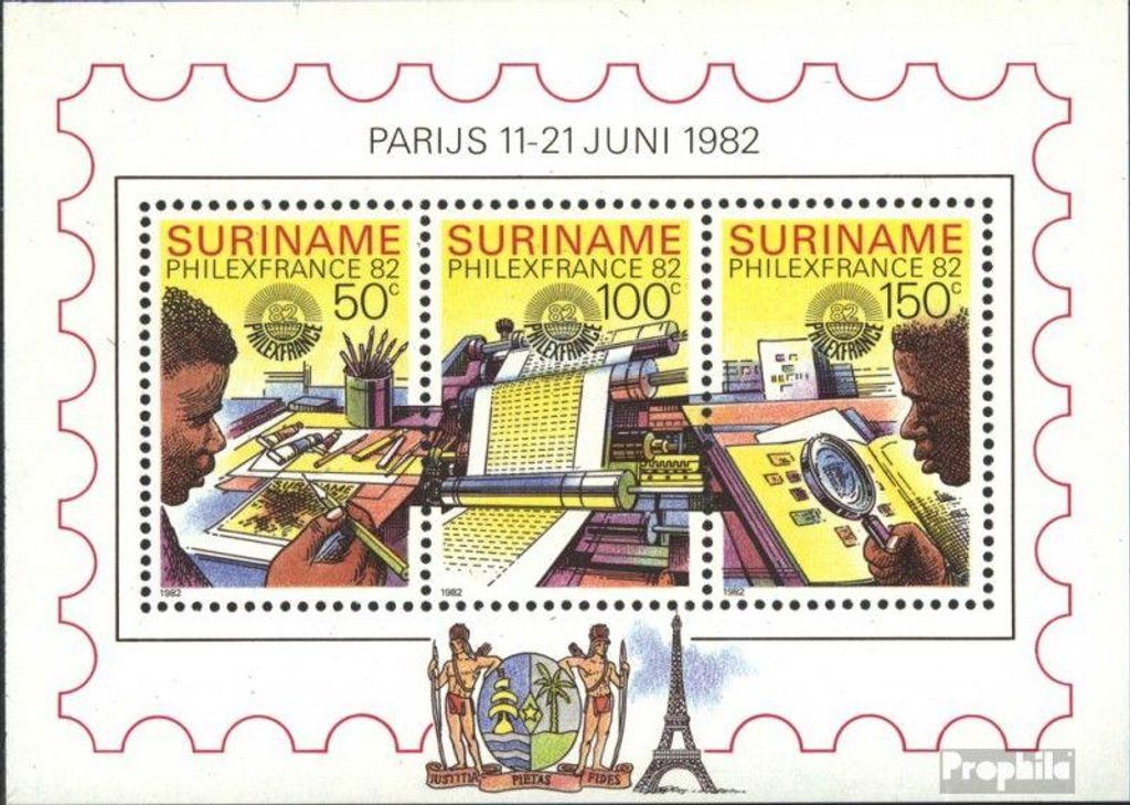 Briefmarken Suriname 1982 Mi Block34 (kompl.Ausg.) Produktbild 