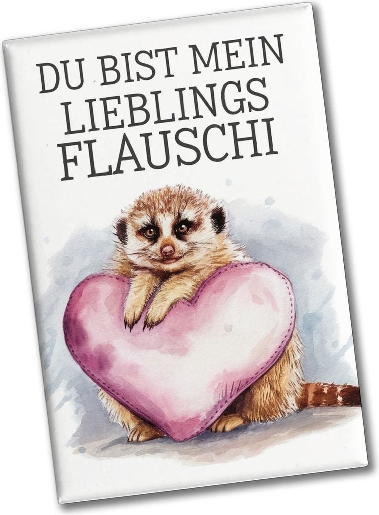 Lieblings Flauschi Souvenir Souvenir Magnet Erdmännchen mit Herzkissen