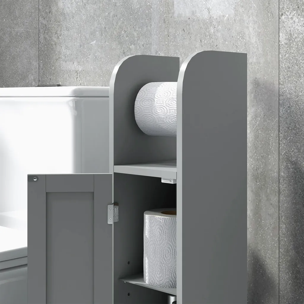 Meuble WC gain de place gris 80 cm de haut avec étagères modulables - 10