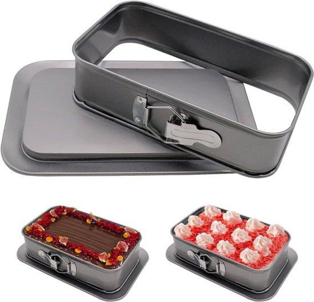 Rechteckige Springform 28 x 18 cm mit Abnehmbarem Boden für Torten, Käsekuchen und Mousse