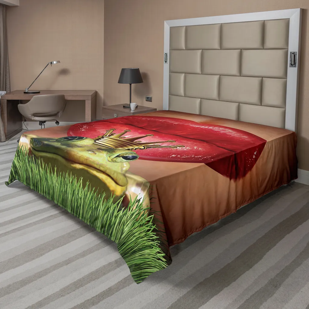 Drap supérieur doux et confortable imprimé Romance - 266x260 cm Vert Jaune