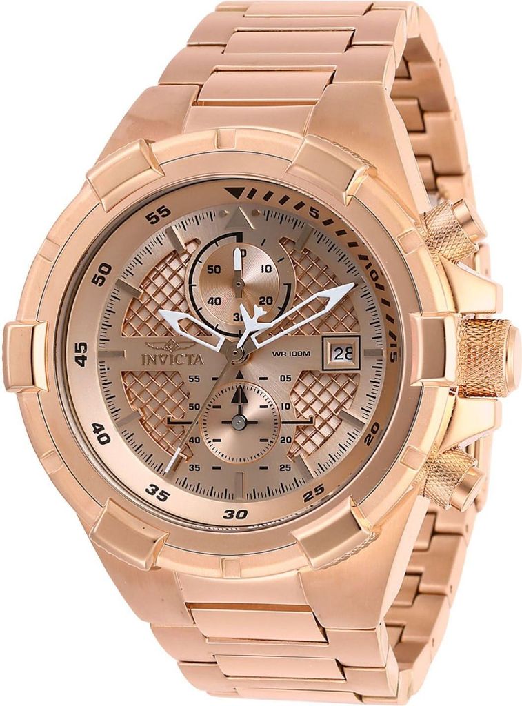 Invicta Aviator 28128 Herren uhr - Wasserdicht - Analog - Quarzuhrwerk - Edelstahl mit roségoldenen zifferblat - 50mm