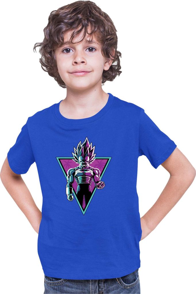 Kinder T-Shirt Dragon Anime Manga Ball Z Retro Vegeta 01, 7-8 Jahr - 128 / Blau