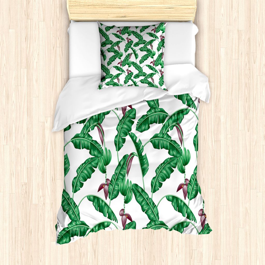 ABAKUHAUS Blatt Bettbezug Set für Einzelbetten, Prinzessin Blume im Sommer, Milbensicher Allergiker geeignet mit Kissenbezug, 135 cm x 200 cm - 80...
