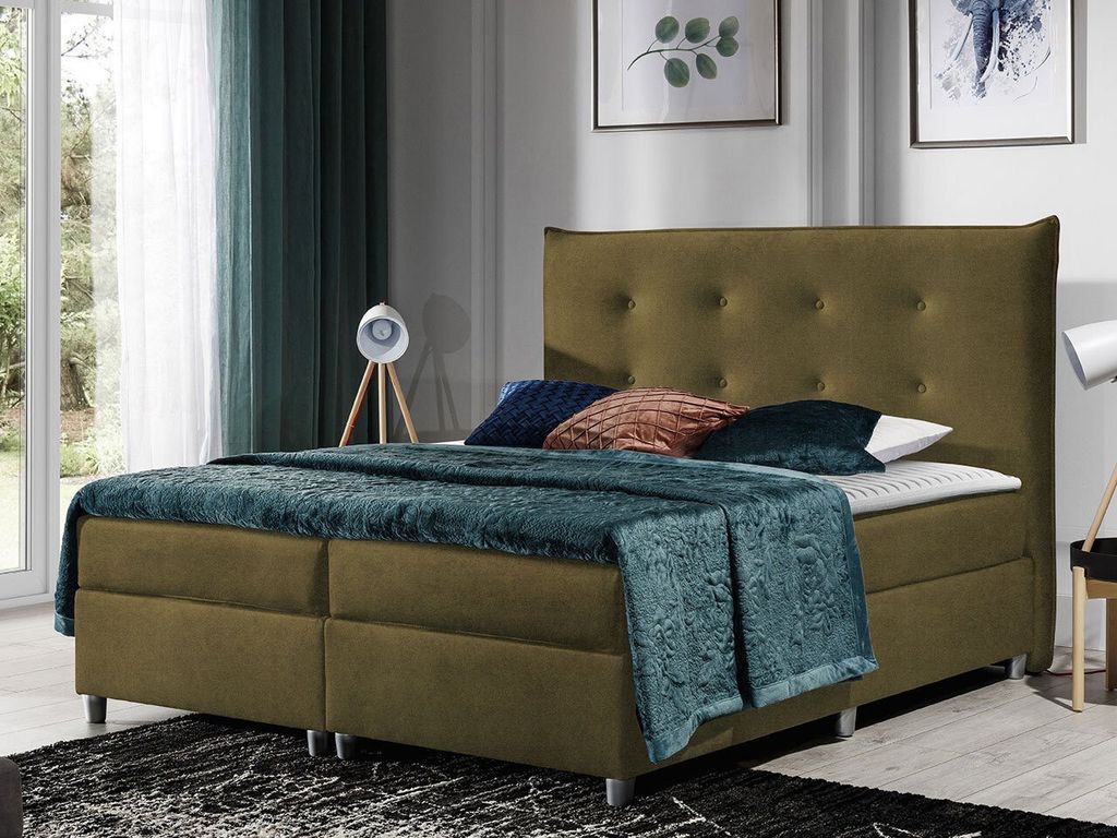 MIRJAN24 Boxspringbett Prato, Stilvoll Doppelbett, Modern Doppelbett, Schlafzimmer (Farbe: Zetta 297, Größe: 200x200 cm)
