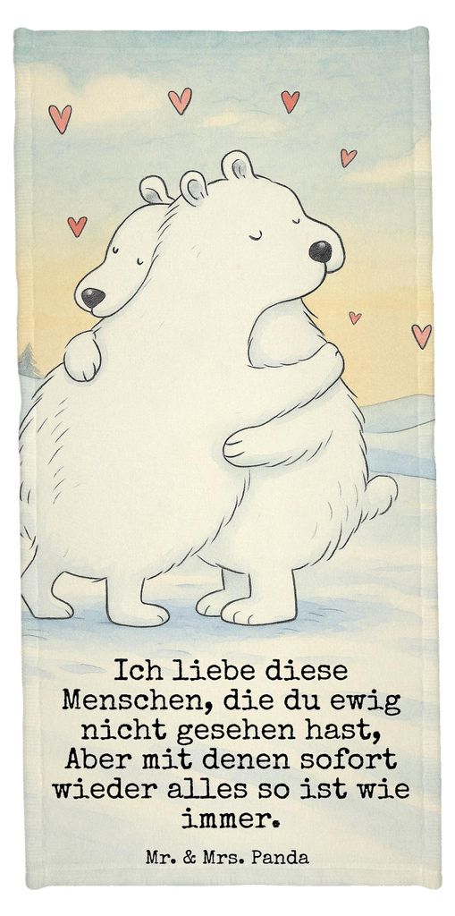 Mr. & Mrs. Panda Strandtuch Eisbär Umarmen Design - Weiß - Geschenk, Badhandtuch, Reisehandtuch, sporthandtuch, Lustige Sprüche, Badehandtuch, S...