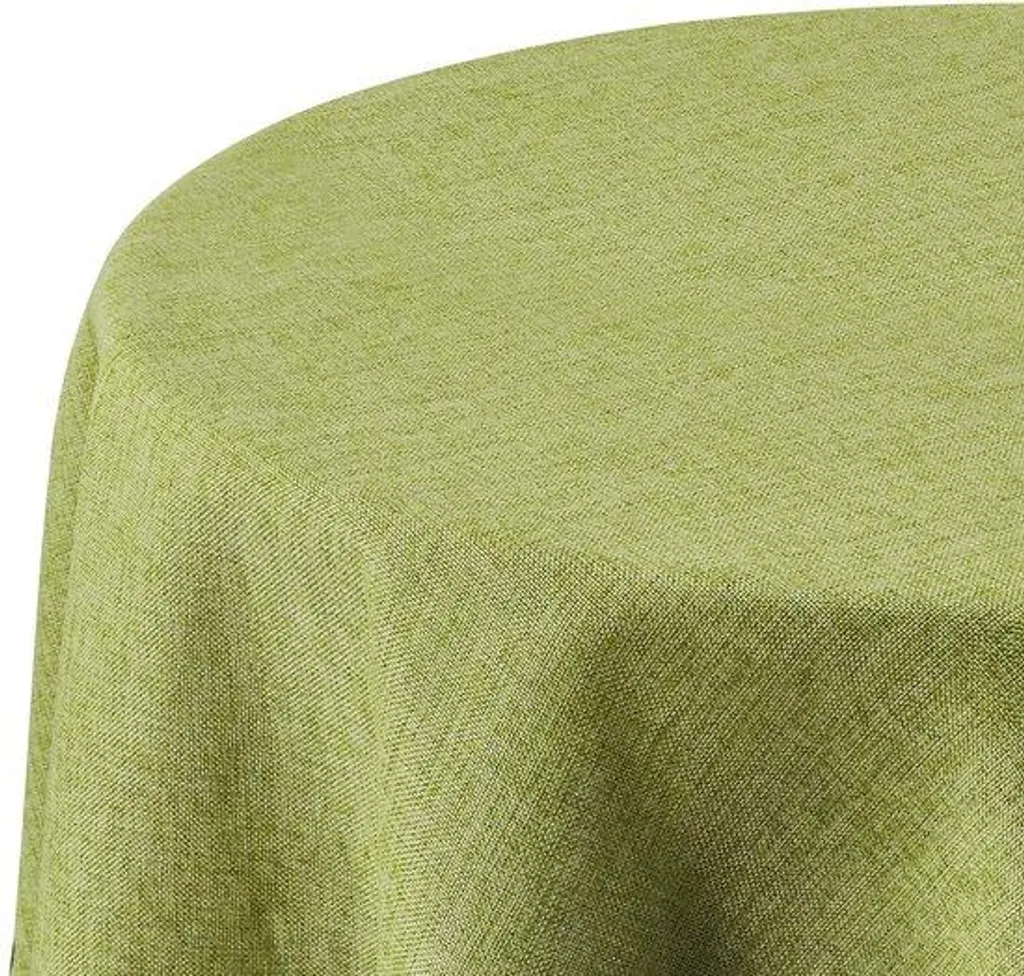 Nappe ronde aspect lin verte 140 cm avec revêtement déperlant durable