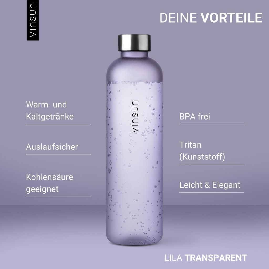 Trinkflasche 650ml Sportflasche Wasser Sprudel Tritan