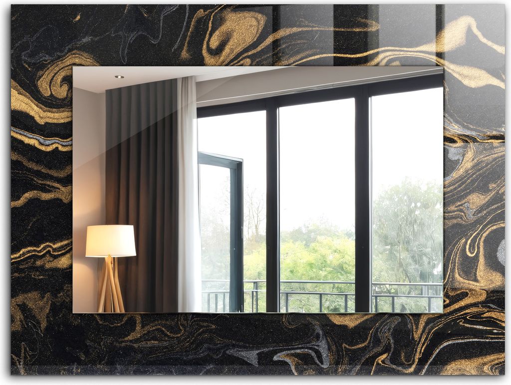 Bedruckter Spiegel - Wandspiegel - Dekorativer - Modern - 80x60 cm - Abstraktes Marmormuster