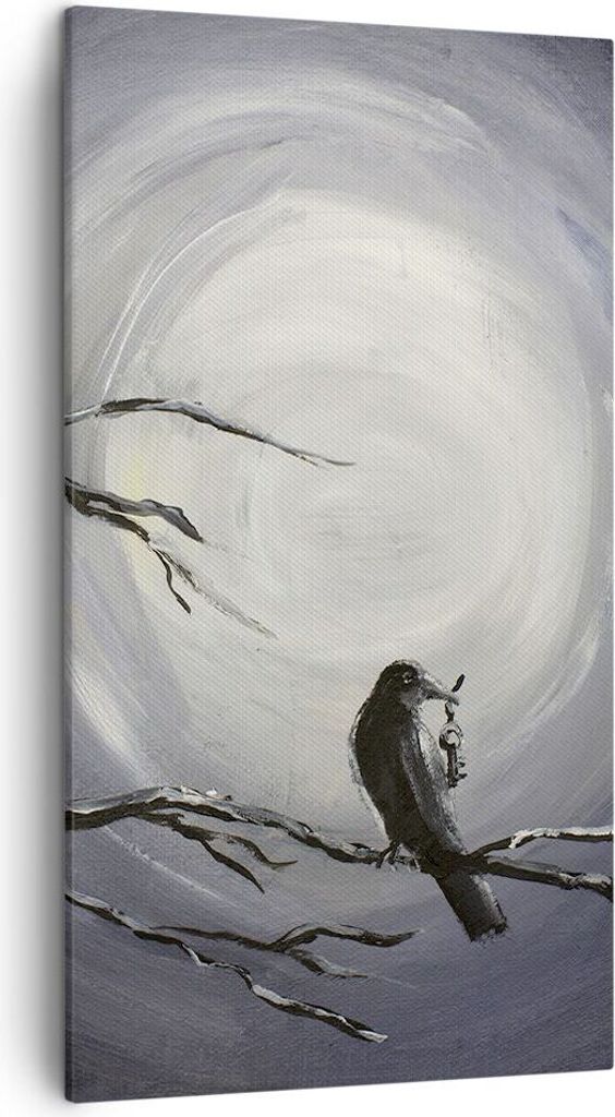 Bild auf Leinwand - Leinwandbild - Vogel Baum modern - 45x80cm - Wand Bild - Wanddeko - Wandbilder - Leinwanddruck - Bilder - Kunstdruck - Wanddeko...