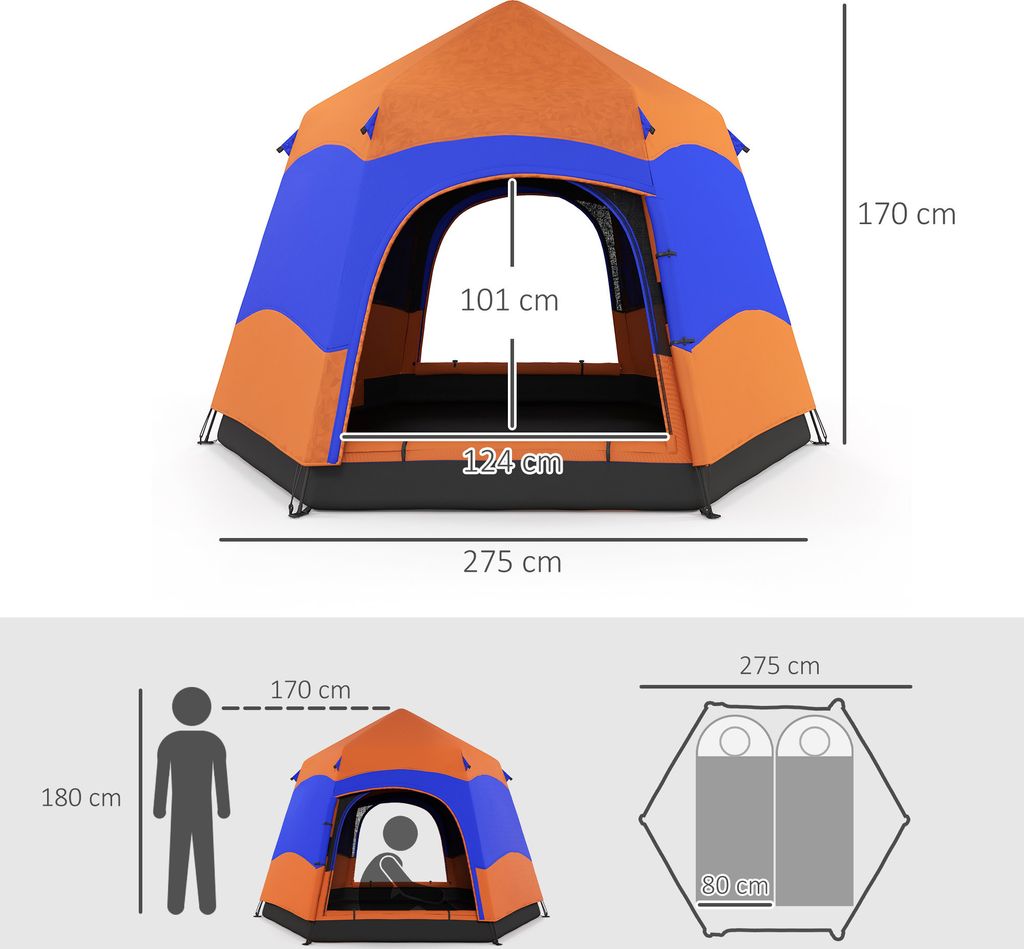 Quick-Up-Zelt Doppelwandzelt Outdoor Familienzelt Pop-Up