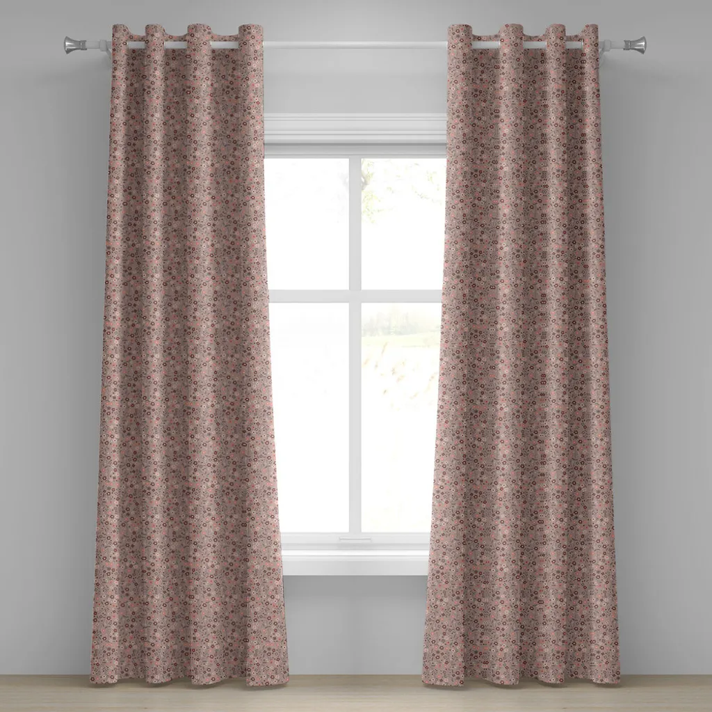 Rideau à œillets ABAKUHAUS fleuri 280x175 cm en mauve saumon et rose