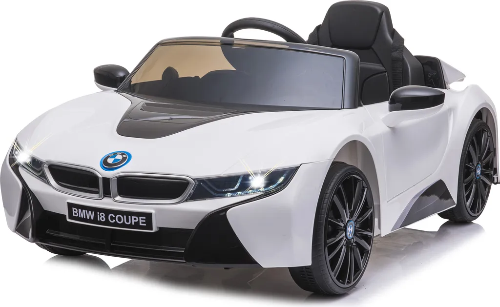 BMW i8 Blanche 12V Voiture pour Enfant avec Télécommande 2,4GHz et Sons