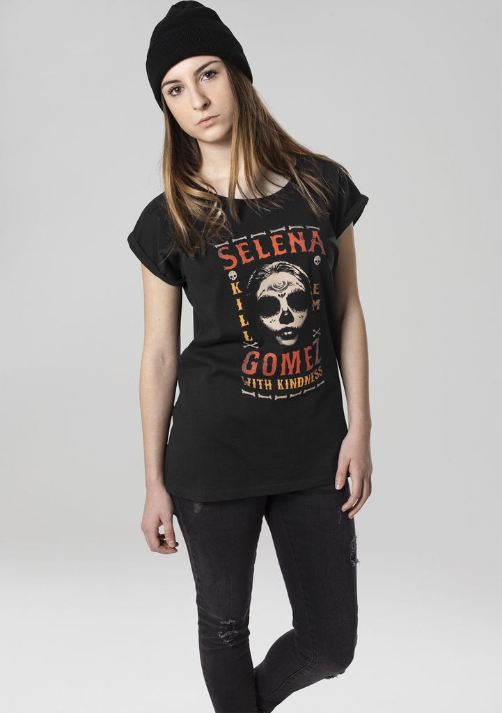 Ladies Selena Gomez Kill Em Skull Tee black M