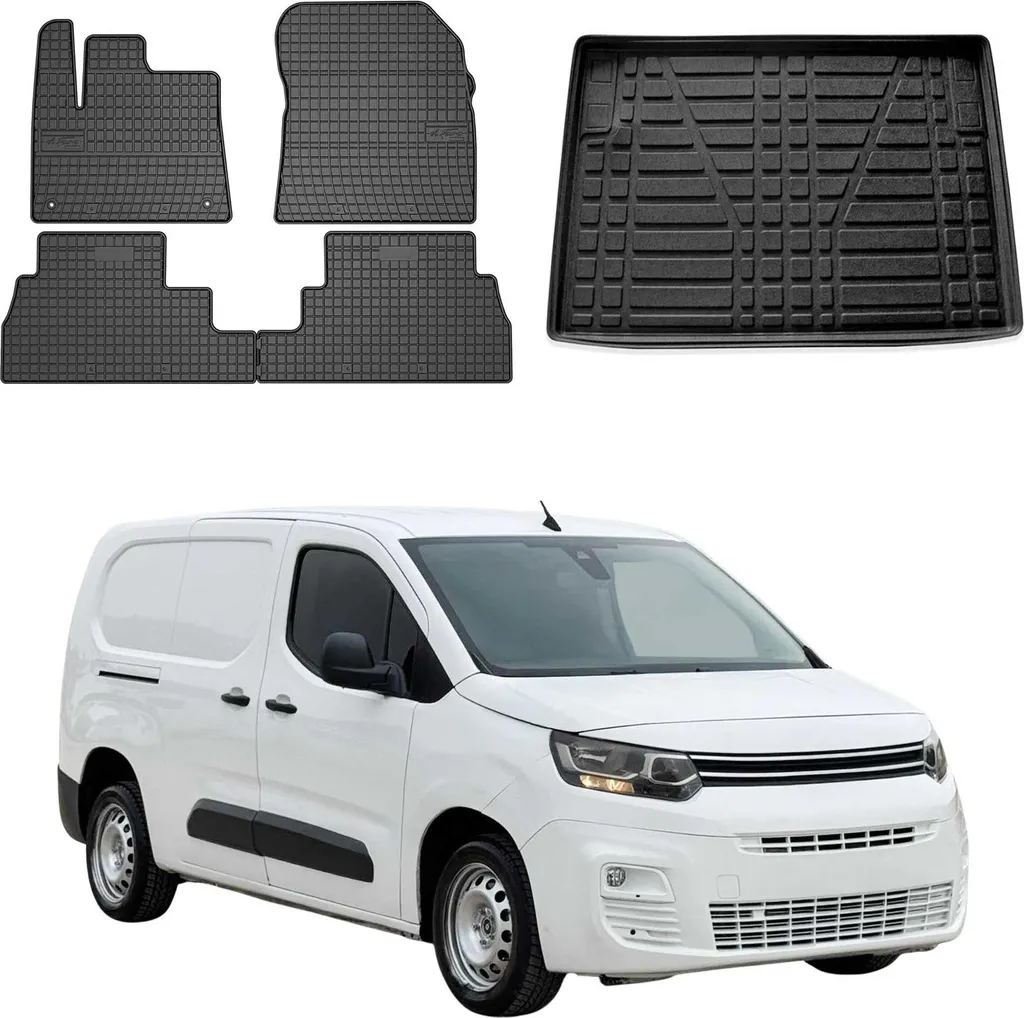 Set Tappetini Gomma e Vasca Baule Citroen Berlingo 2018-2025 | 5 Pezzi