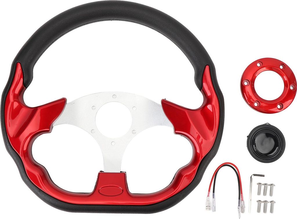 Auto Lenkrad 13in PolyurethanStylish Look Impact Proof erweiterter Grip Easy Installation Racing für Fahrzeug rot