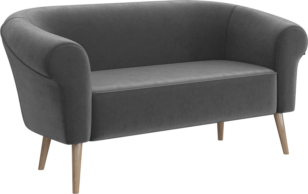 MEBLINI Mini Sofa 2-Sitzer für Wohnzimmer - Mini Lounge für zwei Personen - Küchensofa - Sofa Klein - EMILIA - 2 - Dunkelgrau Samt