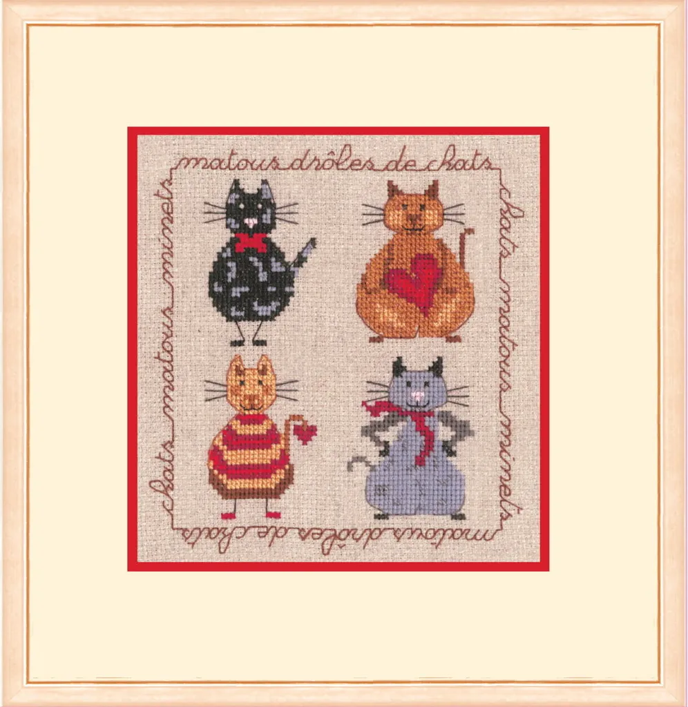 Le Bonheur des Dames kit punto croce "collezione di gatti in miniatura", fai da te, 12,5x12,5 cm