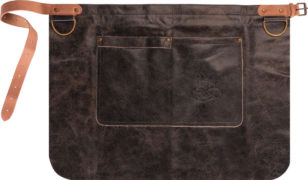 TIP HUNTER Cracker Leder Service Barista Zapf Kellner Schürze kurz Cracker One Rough Vintage Brown