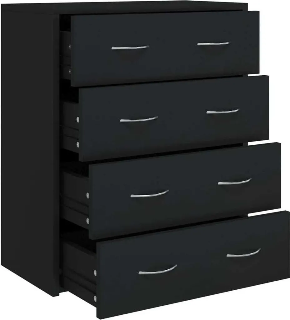 Mobiletto SYFAX Nero 4 Cassetti - Organizer Salvaspazio 60x30x71cm