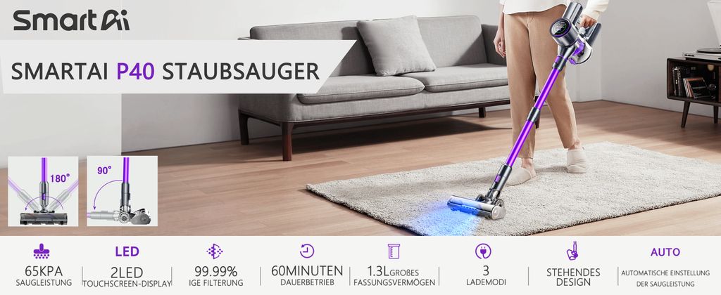 65000PA/620W Starke Saugleistung Staubsauger Produktbild 11
