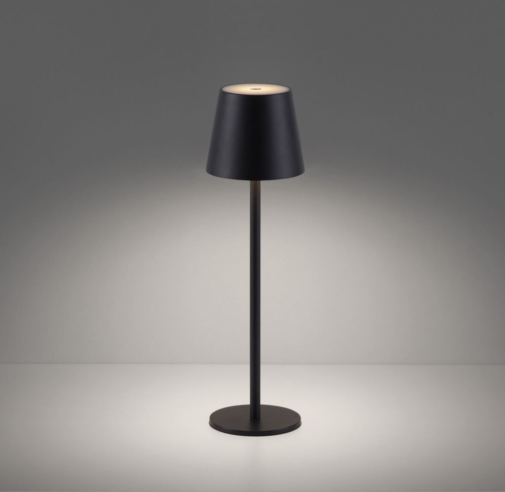 Leuchten Direkt Akku-Leuchte Leuchtendirekt Euria LED Außenlampe Schwarz mit Touchdimmer 3 W, Schwarz (19250-18)