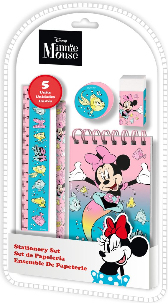 Kids Euroswan | Schreibset Minnie Mouse - 5 Teile - Bunt - Ideal für Schule und Spaß