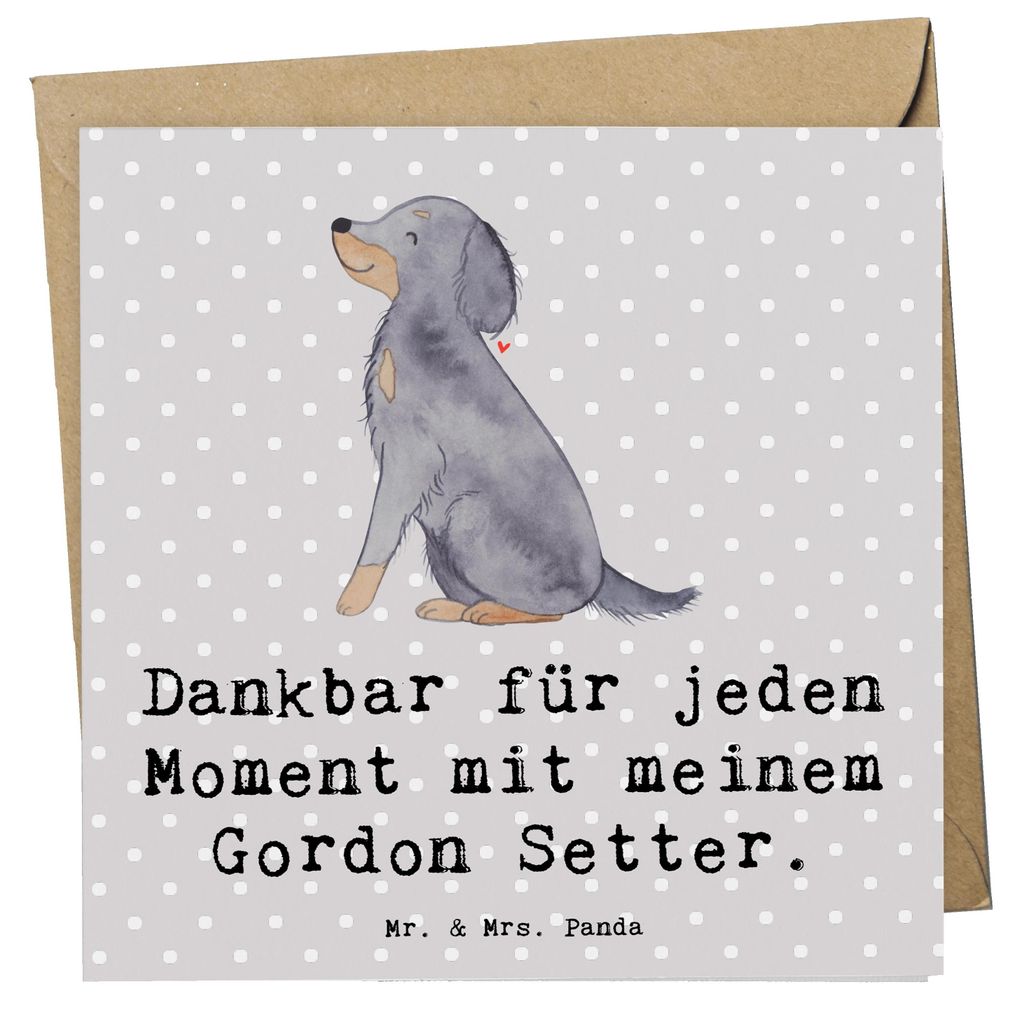 Mr. & Mrs. Panda Glückwunschkarte Gordon Setter Moment - Grau Pastell - Geschenk, Grußkarte, Klappkarte, faltkarte, Jagdhund, anlasskarte, doppel...