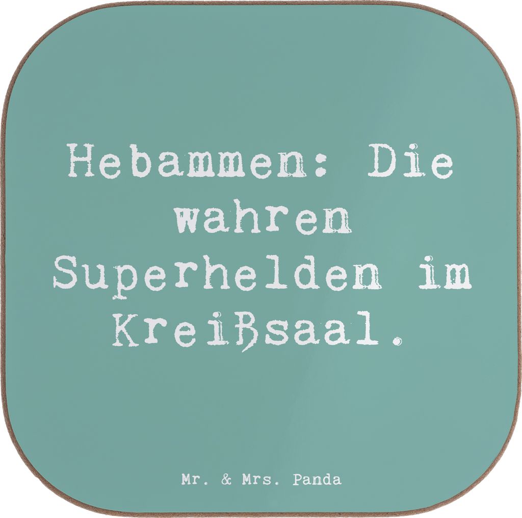 Mr. & Mrs. Panda Holzuntersetzer Spruch Hebamme Superhelden - Meeresbrise - Geschenk, Untersetzer für Gläser, Coaster, handgefertigte Geschenke, ...